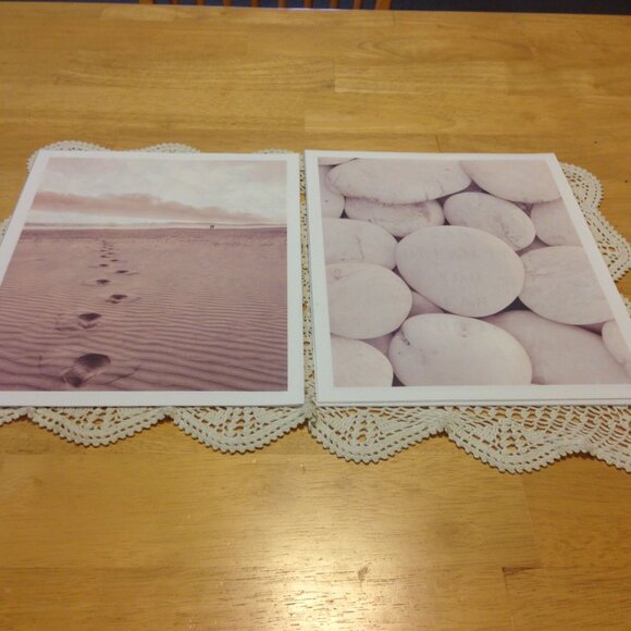 Muted Beach Scenes on canvas-look fabric prints - Picture 2 of 6